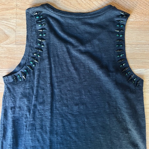 Maje Black Sleeveless Embellished 100% Linen Tank Top Size 1 (US Small) - Picture 7 of 10